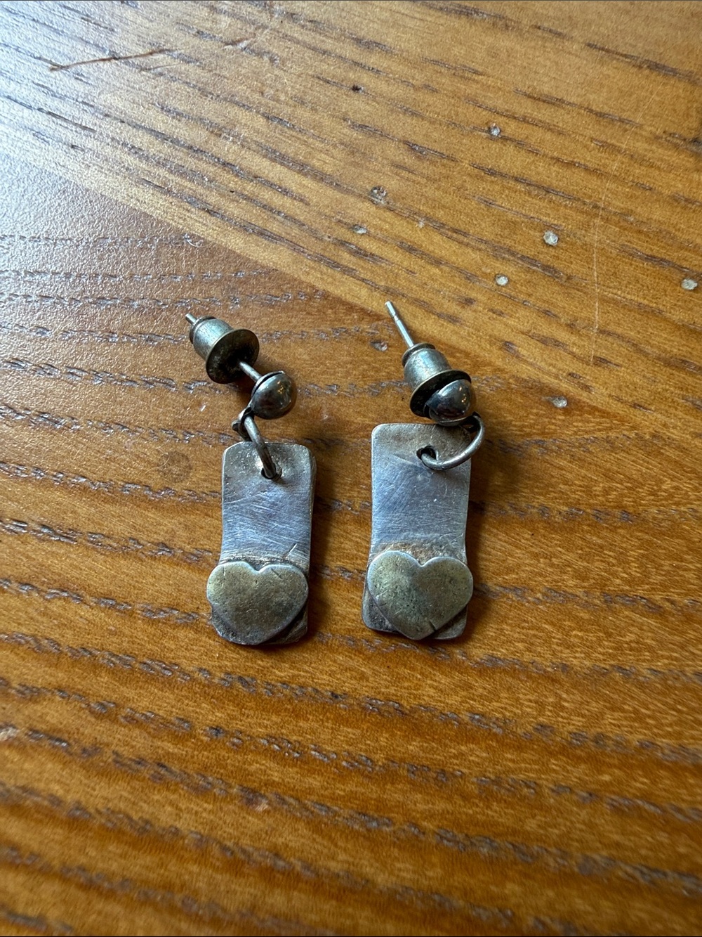 Waxing Poetic Two-Tone Heart Drop Stud Earrings